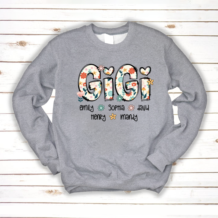 Gigi Mimi Grandma Boho Floral Custom Grandma And Grandkids