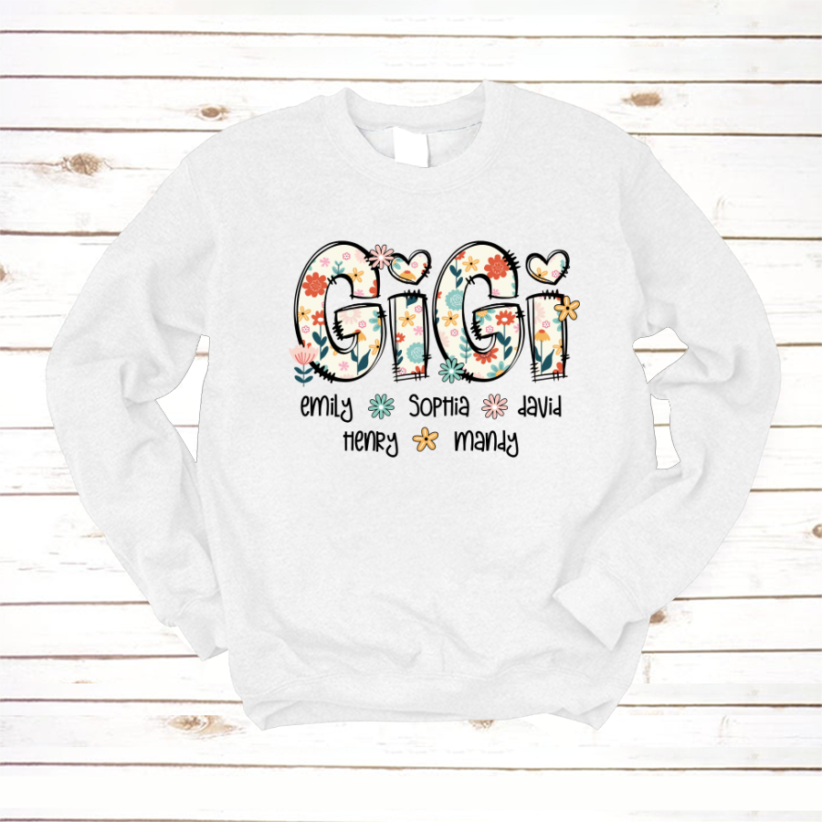 Gigi Mimi Grandma Boho Floral Custom Grandma And Grandkids