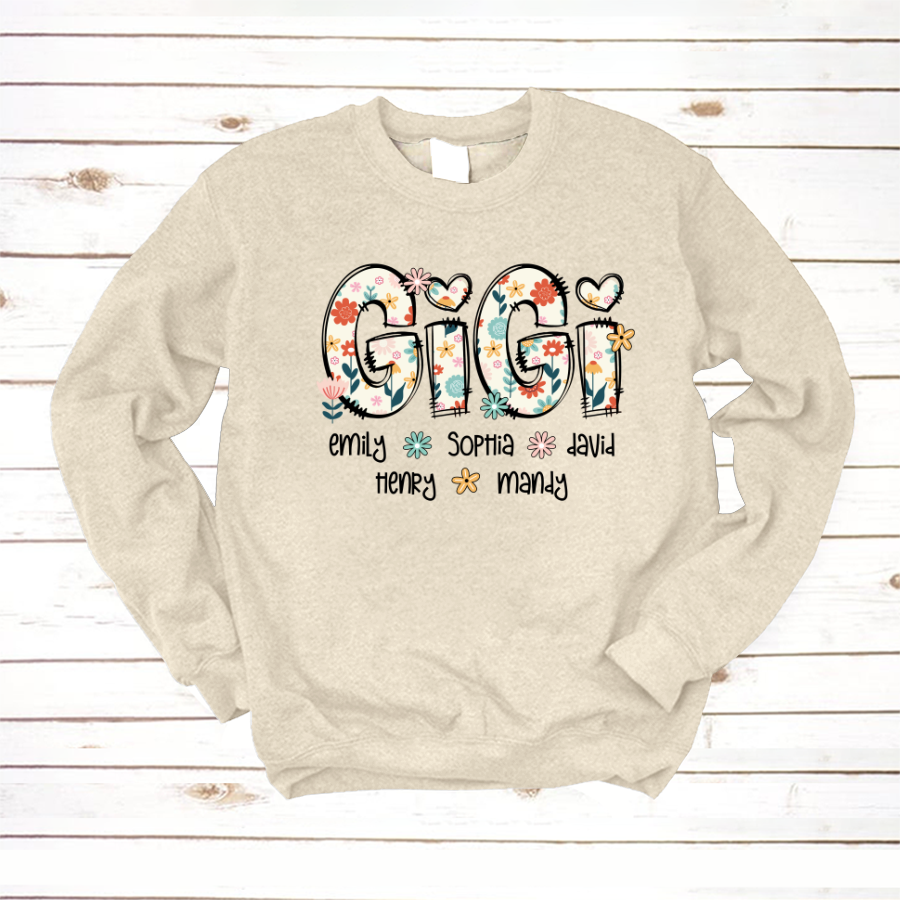 Gigi Mimi Grandma Boho Floral Custom Grandma And Grandkids