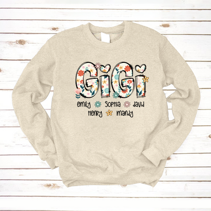 Gigi Mimi Grandma Boho Floral Custom Grandma And Grandkids