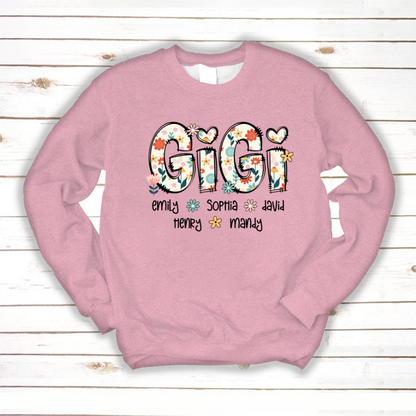Gigi Mimi Grandma Boho Floral Custom Grandma And Grandkids