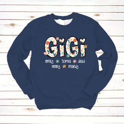 Gigi Mimi Grandma Boho Floral Custom Grandma And Grandkids