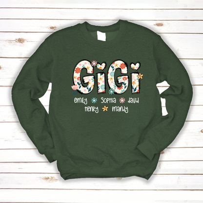 Gigi Mimi Grandma Boho Floral Custom Grandma And Grandkids
