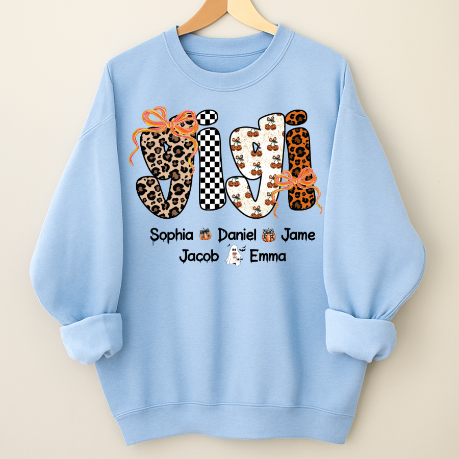 Gigi Pumpkin Spooky Custom Gigi And Grandkids Shirt