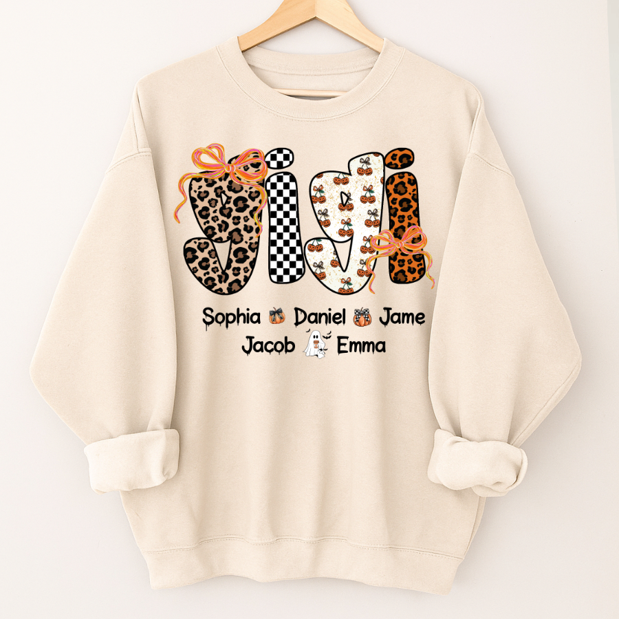 Gigi Pumpkin Spooky Custom Gigi And Grandkids Shirt