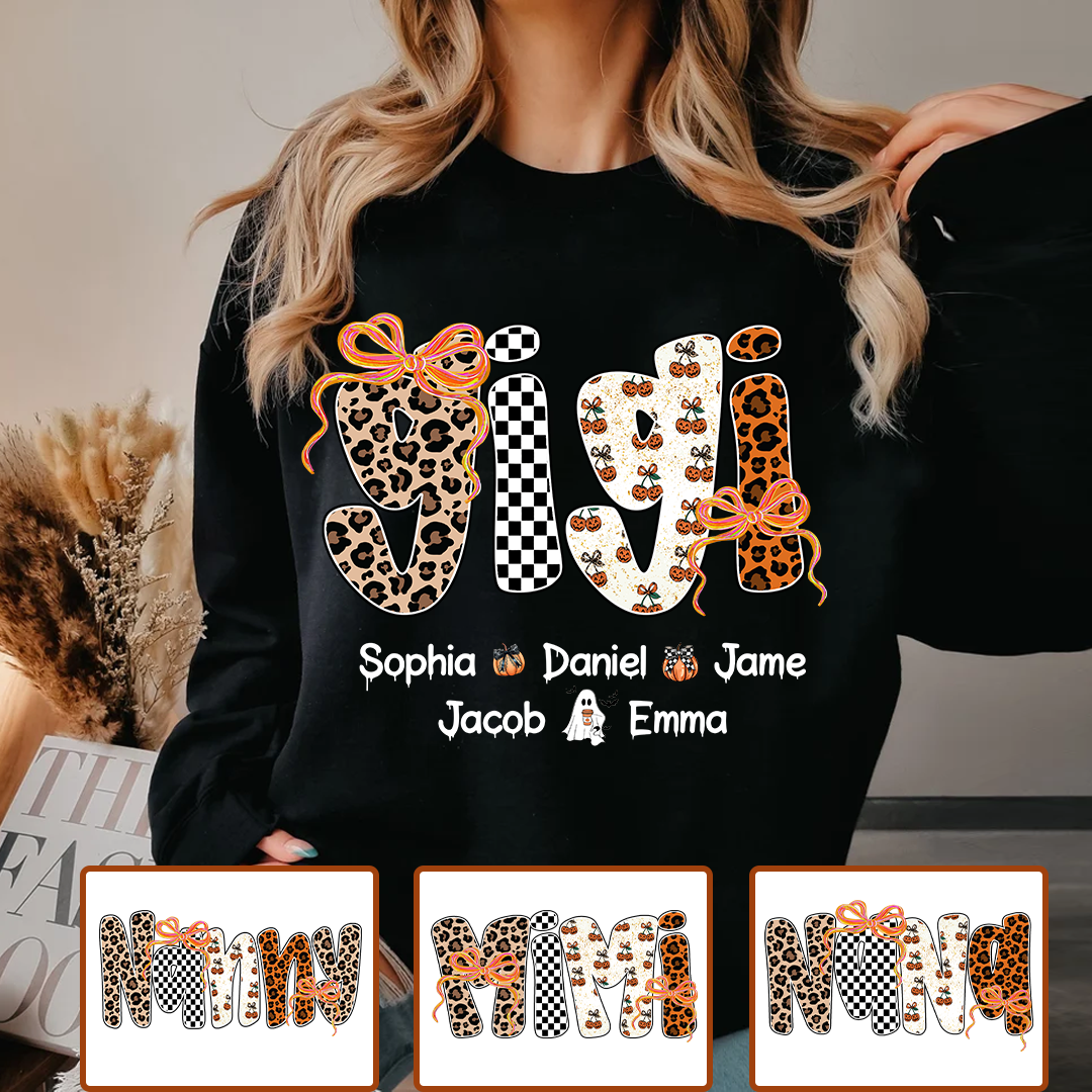 Gigi Pumpkin Spooky Custom Gigi And Grandkids Shirt
