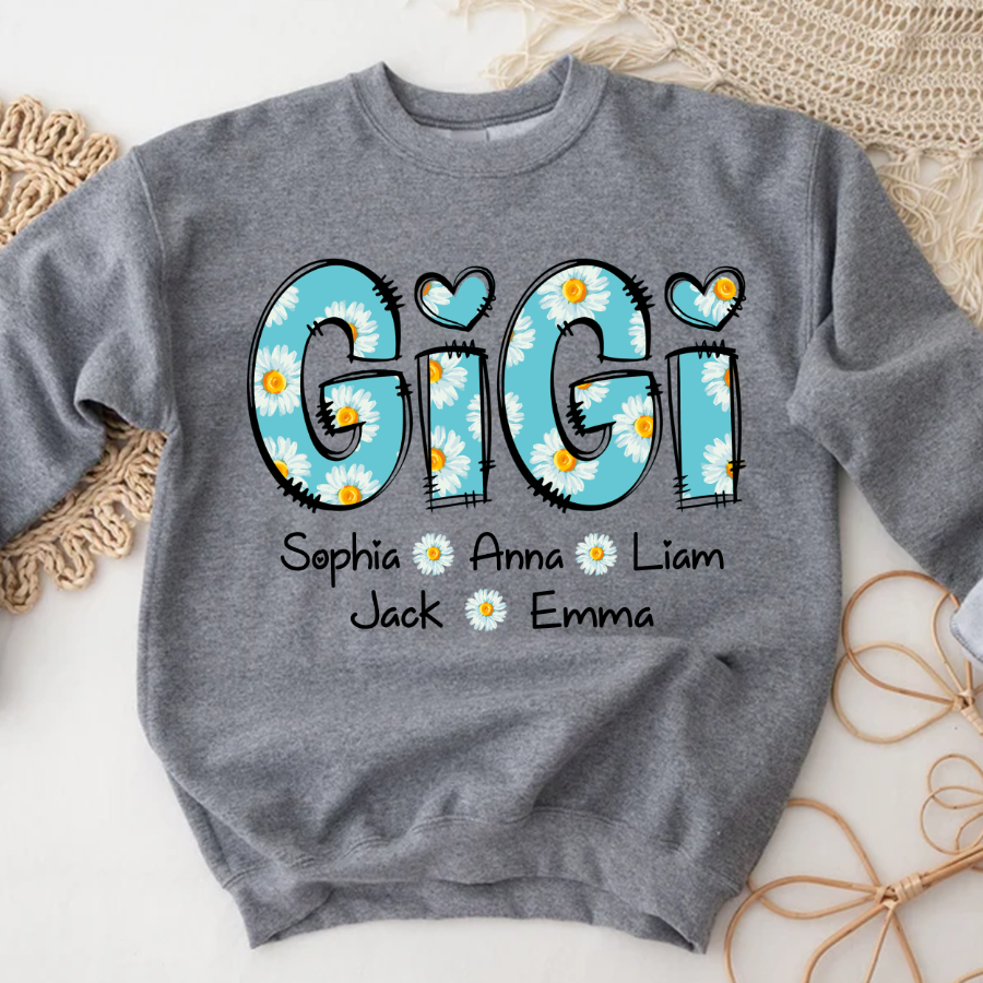 Gigi Blue Daisy And Grandkids Mother's Day Sweatshirt