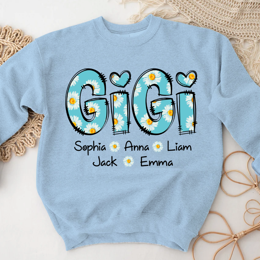 Gigi Blue Daisy And Grandkids Mother's Day Sweatshirt