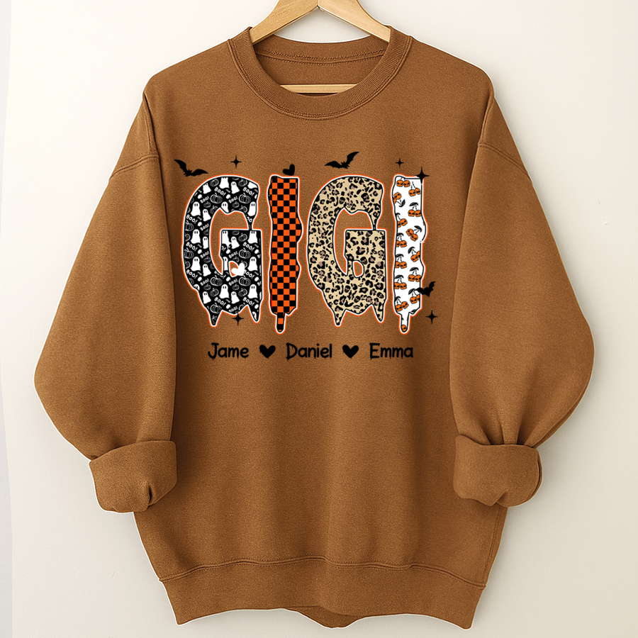 Personalized Halloween Pumpkin Gigi and Grandkids Shirt