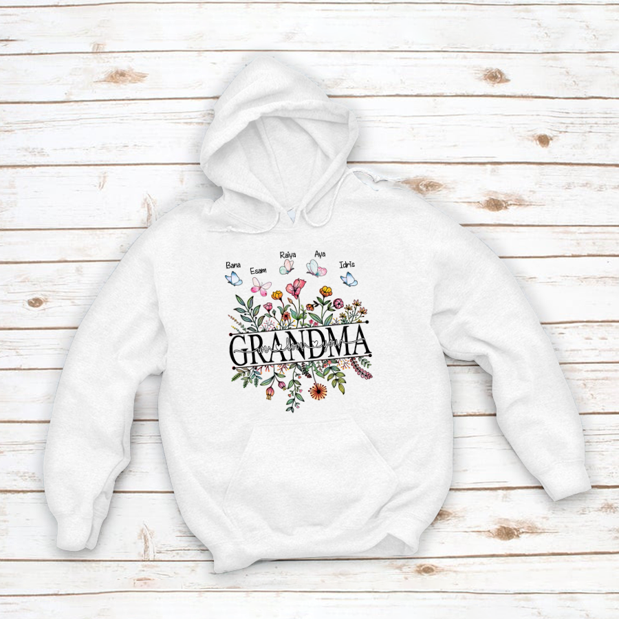 Grandma Flower We Love You Hoodie