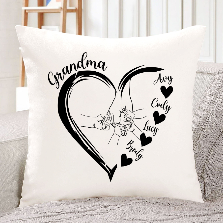 Grandma Heart Hands And Grandkids Mother's Day Indoor Pillow