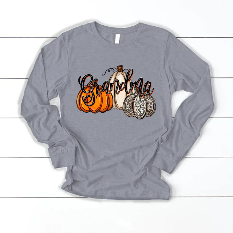 Grandma Pumpkins Leopard Autumn Longsleeve