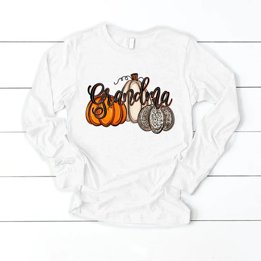 Grandma Pumpkins Leopard Autumn Longsleeve