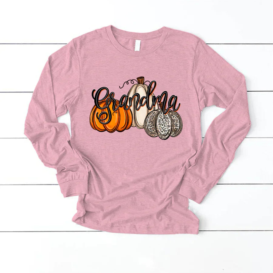 Grandma Pumpkins Leopard Autumn Longsleeve