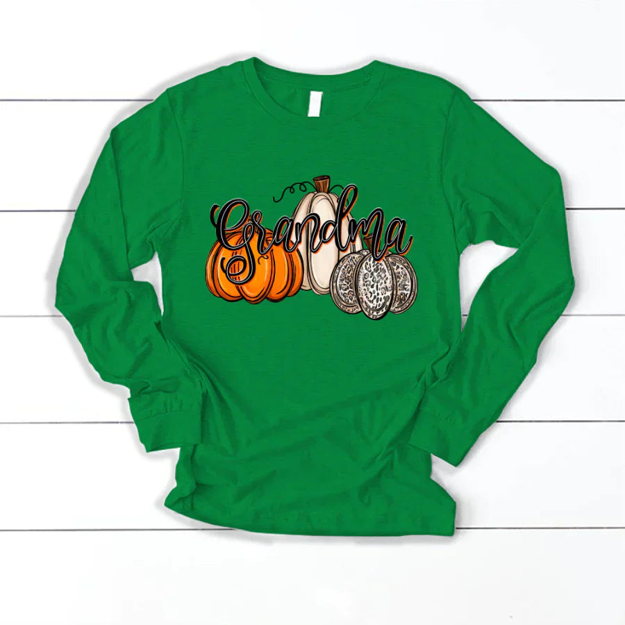 Grandma Pumpkins Leopard Autumn Longsleeve