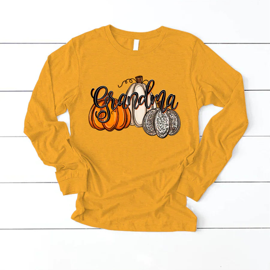 Grandma Pumpkins Leopard Autumn Longsleeve