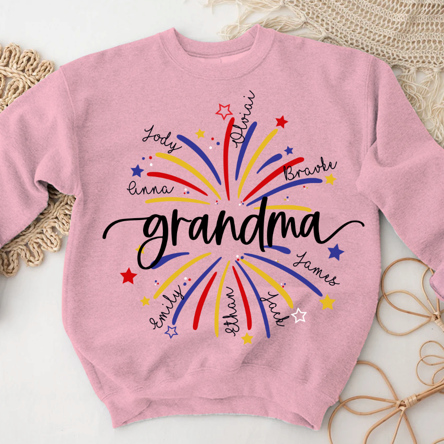 Grandma firework star And Grandkids 4th of july Sweatshirt