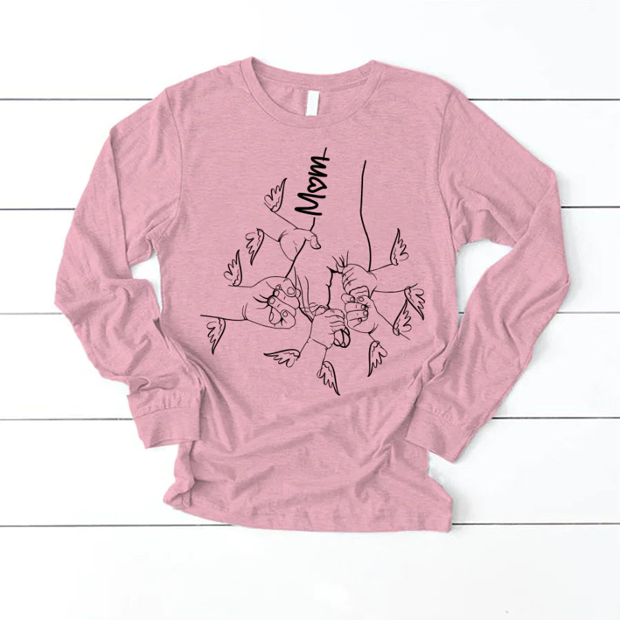 Hands Kids Mom Angle Wings Longsleeve
