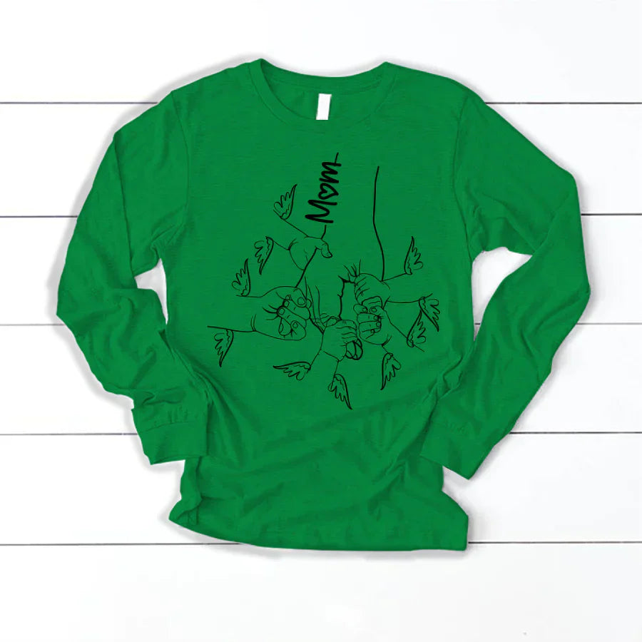 Hands Kids Mom Angle Wings Longsleeve