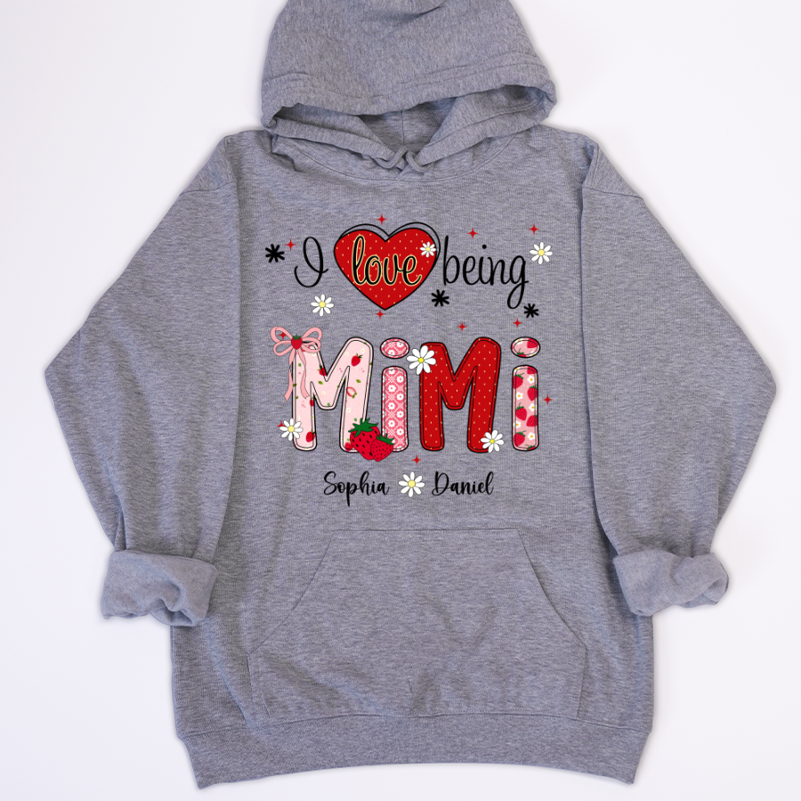 I Love Being A Mimi, Mimi Grandma Nana Strawberry And Grandkids Sweet Summer Time Shirt