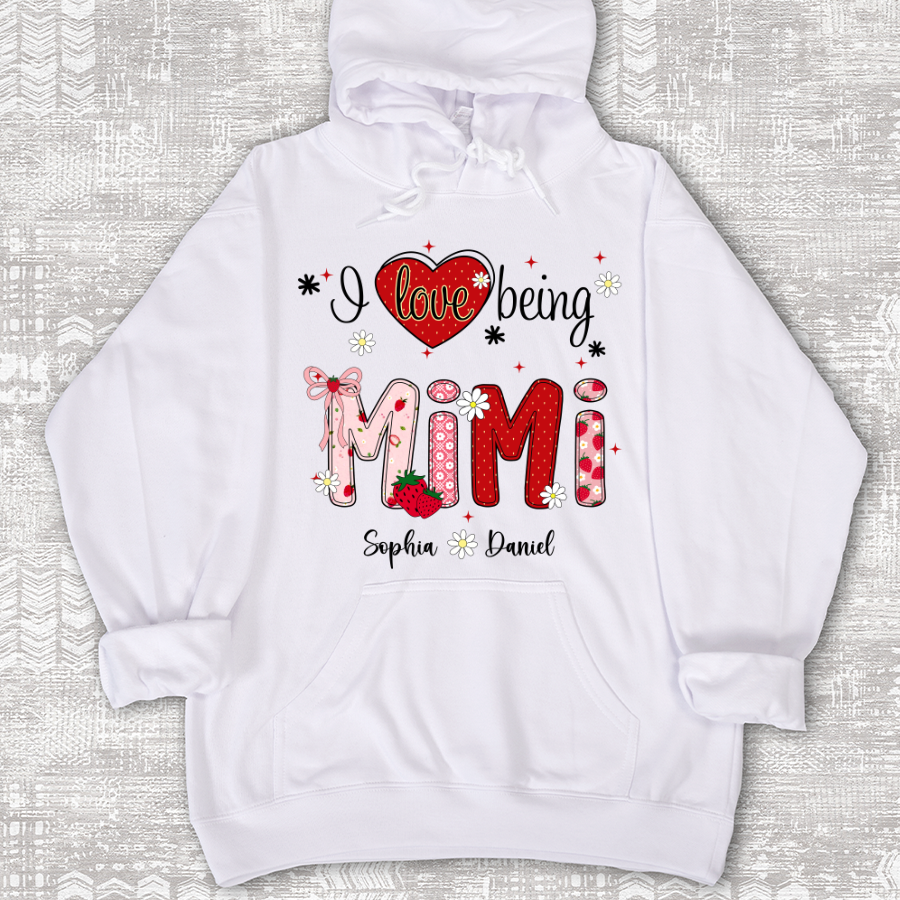 I Love Being A Mimi, Mimi Grandma Nana Strawberry And Grandkids Sweet Summer Time Shirt