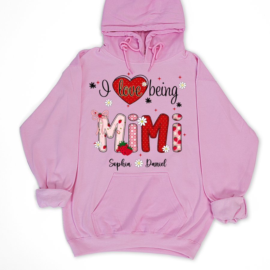 I Love Being A Mimi, Mimi Grandma Nana Strawberry And Grandkids Sweet Summer Time Shirt