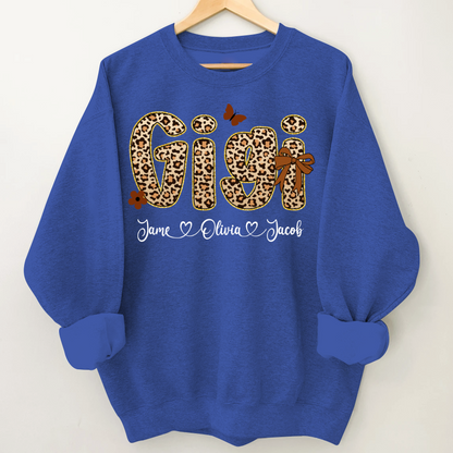 Leopard Gigi Bow Custom Grandma And Grandkids Shirt