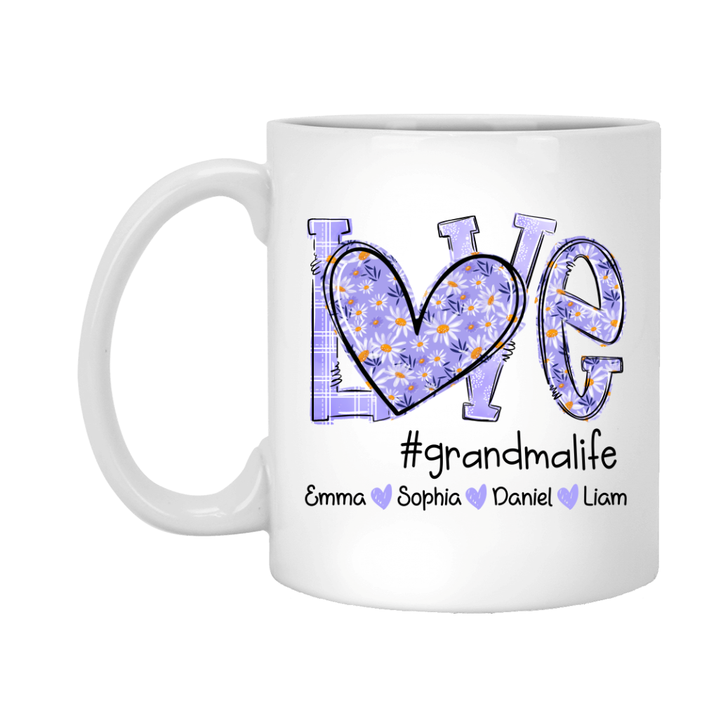 Love Daisy Purple Grandma Life With Kids TH Mug