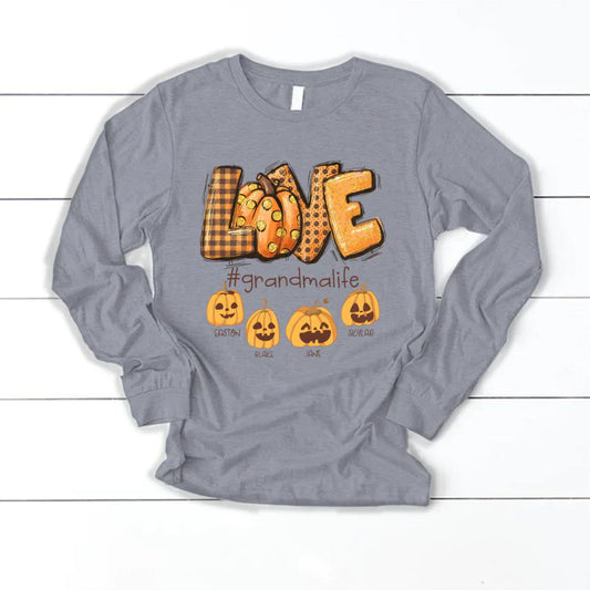 Love Grandma Life Autumn Pumpkins Longsleeve