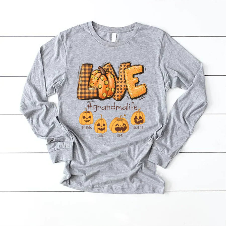 Love Grandma Life Autumn Pumpkins Longsleeve