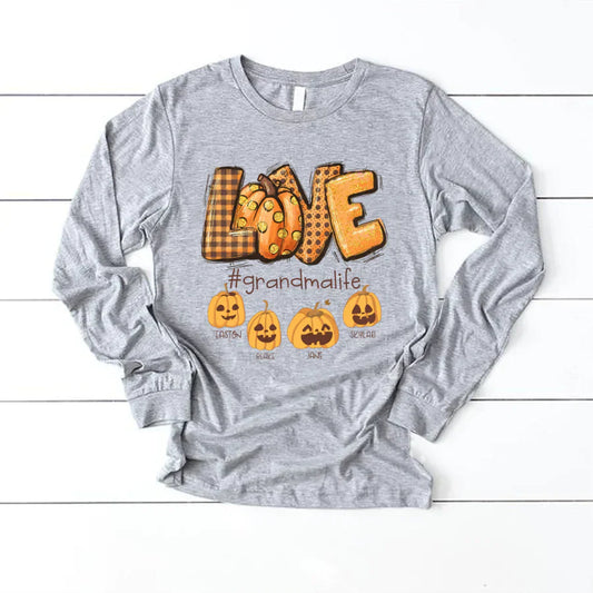 Love Grandma Life Autumn Pumpkins Longsleeve