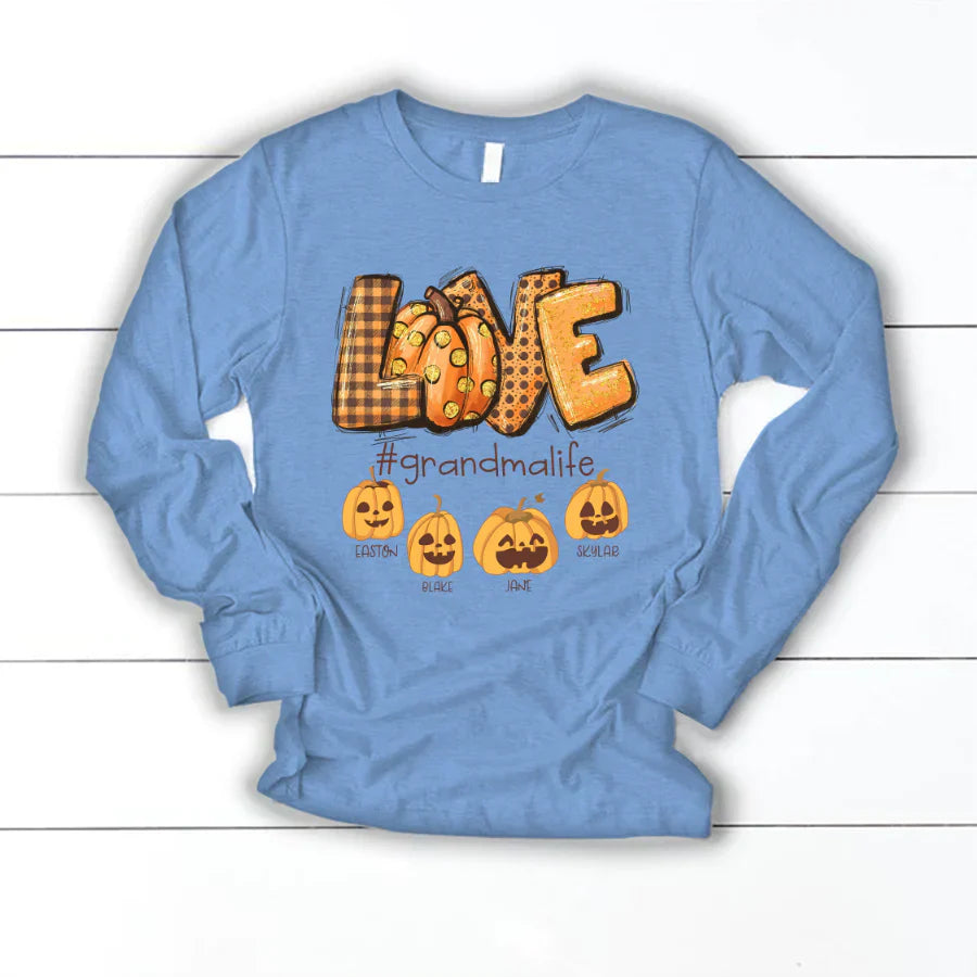 Love Grandma Life Autumn Pumpkins Longsleeve