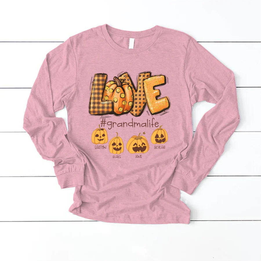 Love Grandma Life Autumn Pumpkins Longsleeve