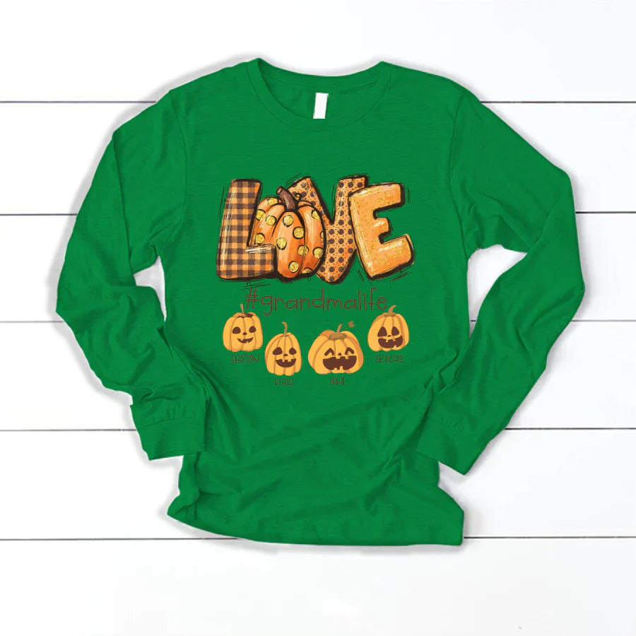 Love Grandma Life Autumn Pumpkins Longsleeve