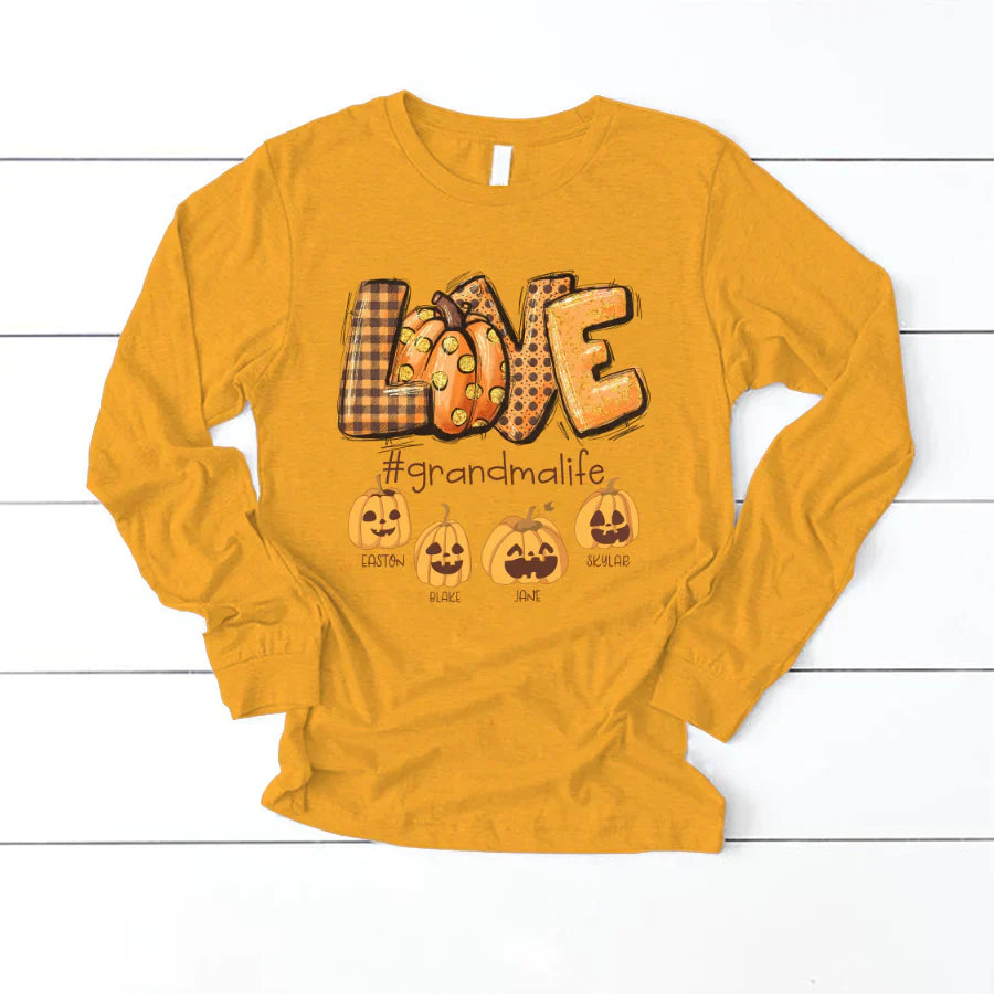 Love Grandma Life Autumn Pumpkins Longsleeve