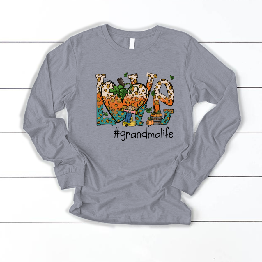 Love Grandmalife Leopard Leaves Pumpkin Longsleeve