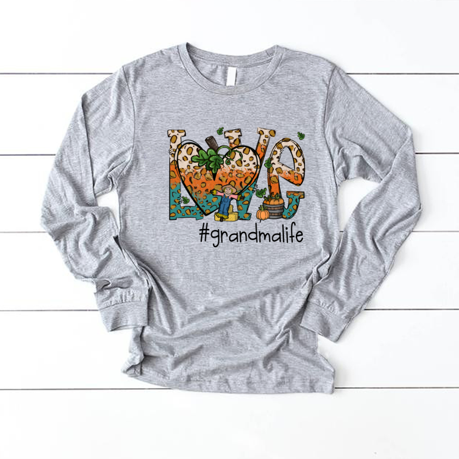 Love Grandmalife Leopard Leaves Pumpkin Longsleeve
