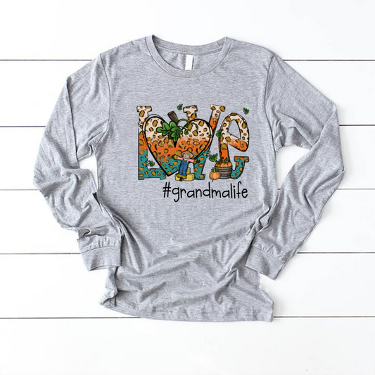 Love Grandmalife Leopard Leaves Pumpkin Longsleeve
