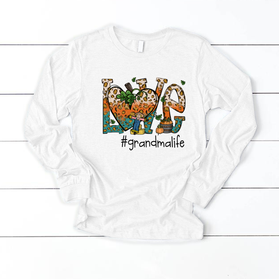 Love Grandmalife Leopard Leaves Pumpkin Longsleeve