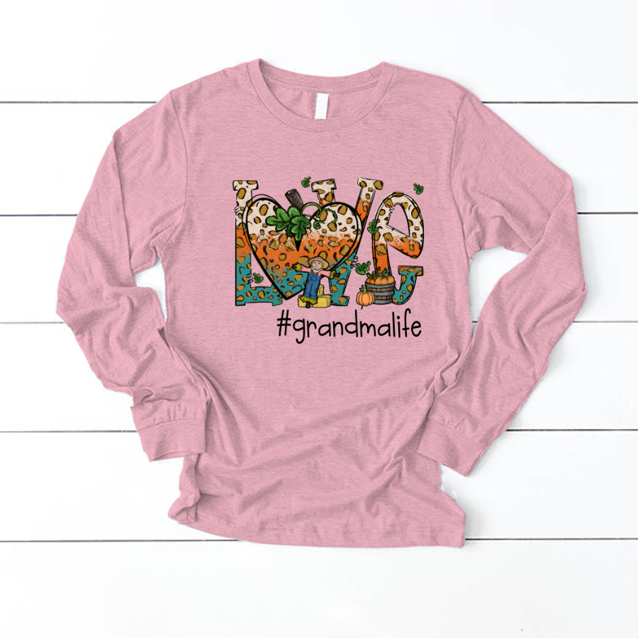 Love Grandmalife Leopard Leaves Pumpkin Longsleeve