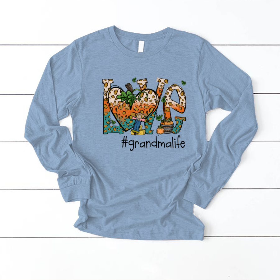 Love Grandmalife Leopard Leaves Pumpkin Longsleeve