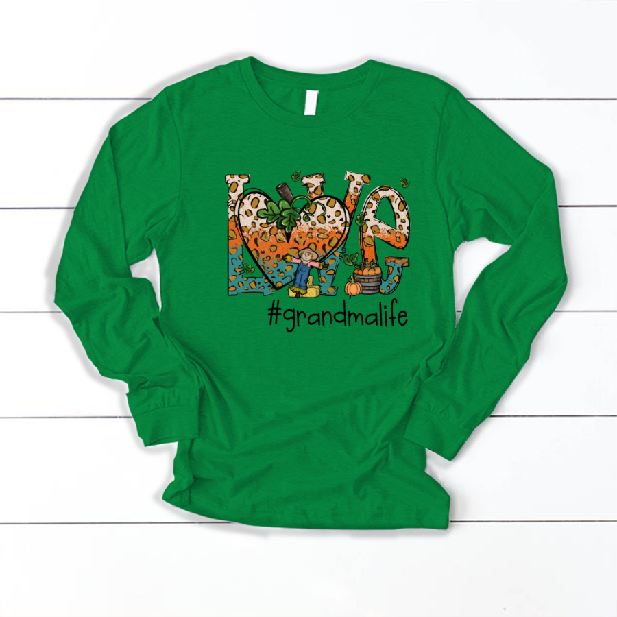 Love Grandmalife Leopard Leaves Pumpkin Longsleeve