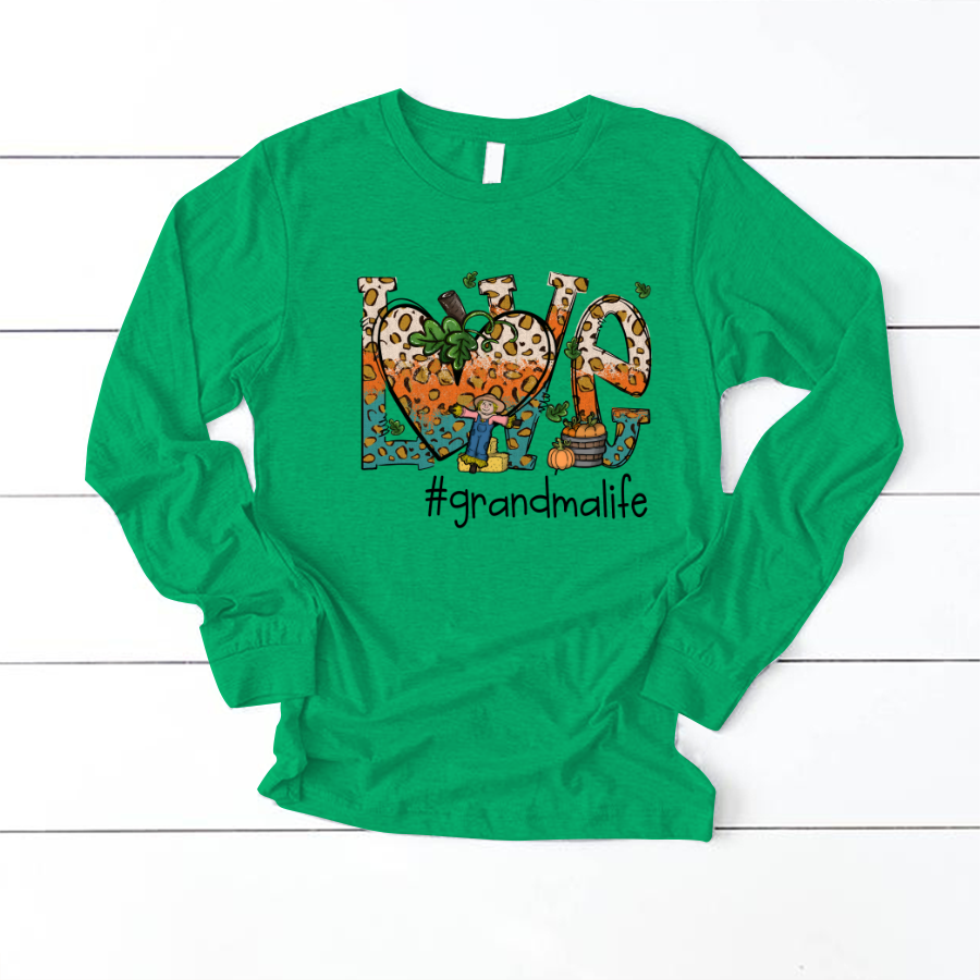 Love Grandmalife Leopard Leaves Pumpkin Longsleeve