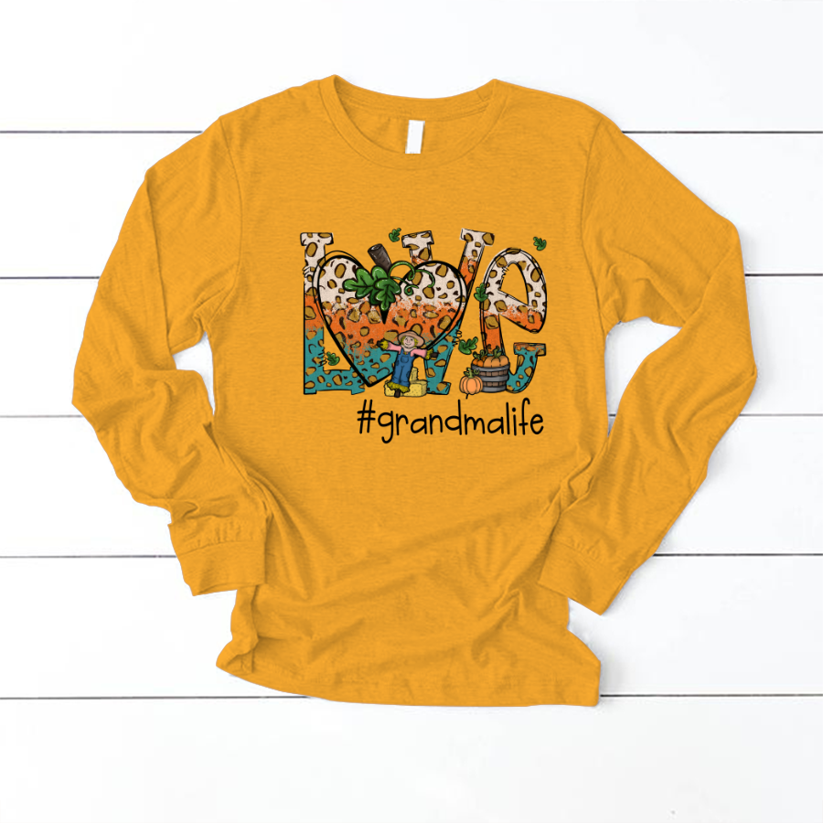Love Grandmalife Leopard Leaves Pumpkin Longsleeve