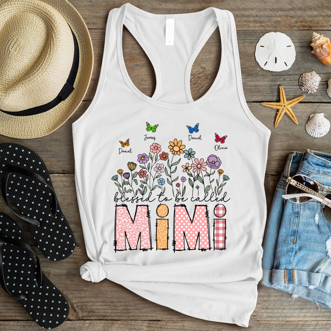 Mimi Floral And Butterfly Custom Mimi And Grandkids Gift For Mothers Day