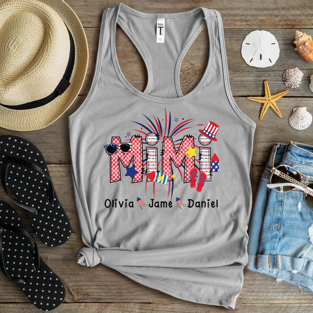 Mimi Patriotic 4th of July Custom Mimi And Grandkids Shirt