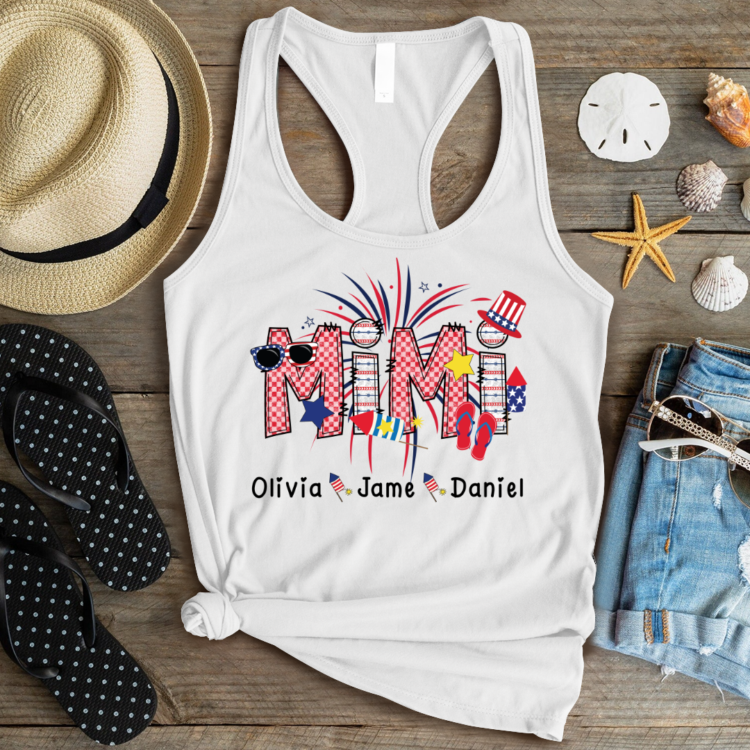 Mimi Patriotic 4th of July Custom Mimi And Grandkids Shirt