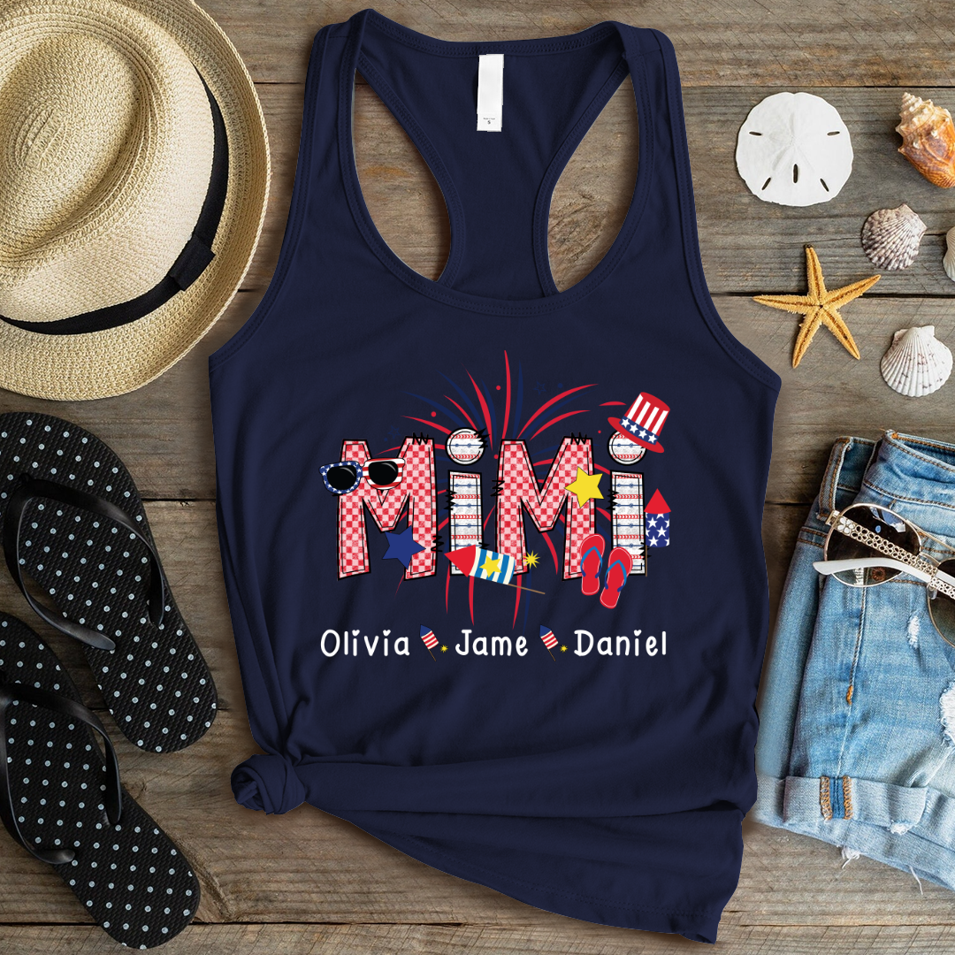 Mimi Patriotic 4th of July Custom Mimi And Grandkids Shirt