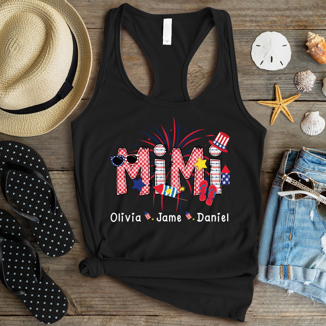 Mimi Patriotic 4th of July Custom Mimi And Grandkids Shirt