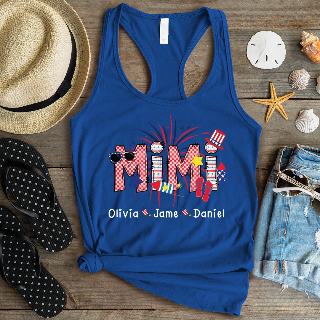 Mimi Patriotic 4th of July Custom Mimi And Grandkids Shirt
